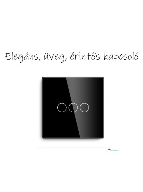 Érintő Villanykapcsoló fekete Elegant 3 körös, NULLÁS vezeték nem szükséges