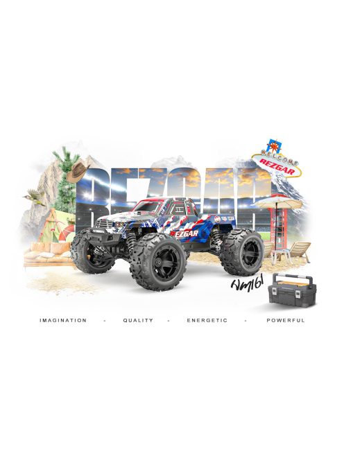RC Auto 1:16 Scale Remote Control Truck, 4WD High Speed 40+ Kmh All Terrains Electric Toy Off Road RC Vehicle Car Crawler with Rechargeable Batteries