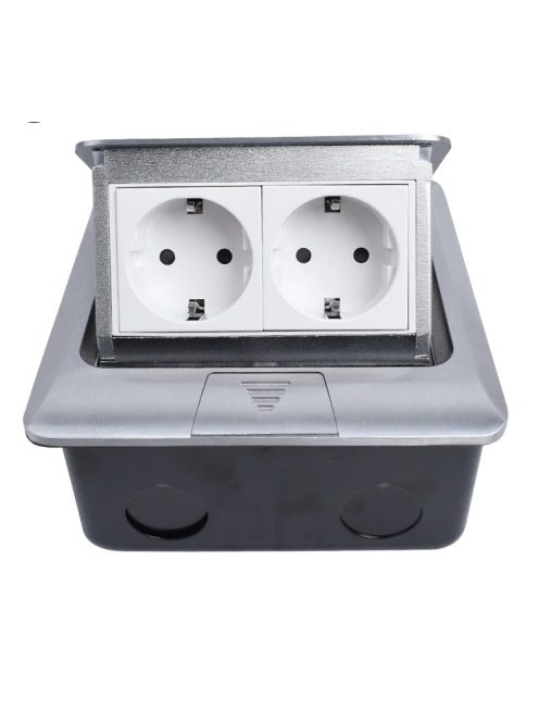 Aluminum Panel EU Standard Pop Up Floor Socket 2 Way Electrical Outlet Modular Combination Customized Available