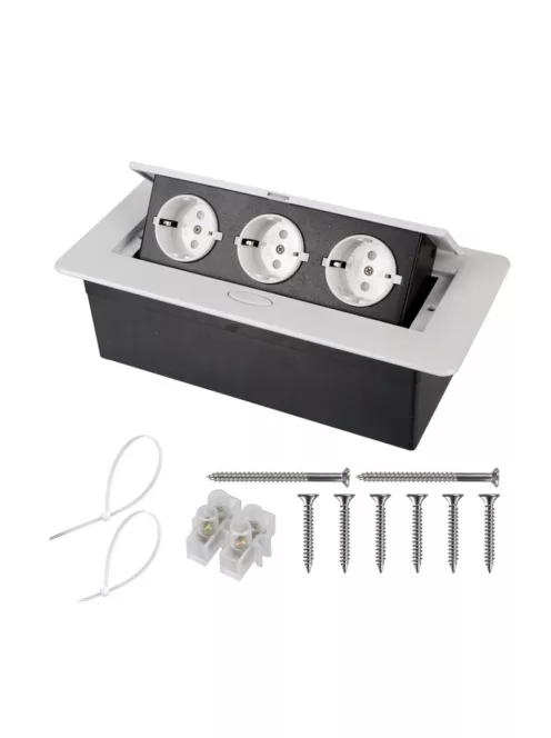 Aluminum Panel EU Standard Pop Up Floor Socket 3 Way Electrical Outlet Modular Combination Customized Available