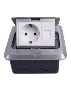   Padló dugalj, pop up doboz ,süllyeszhető konnektor RJ45 internet porttal, aluminimum