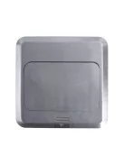 All Aluminum Silver Panel EU Standard Pop Up Floor Socket Electrical Outlet With RJ45 Internet Computer Port