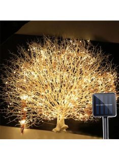   Napelemes LED fényfüzér 20 méter 200 LED, faágak, szétágazó tárgyak vízálló 2m x 10 db Meleg Fehér 