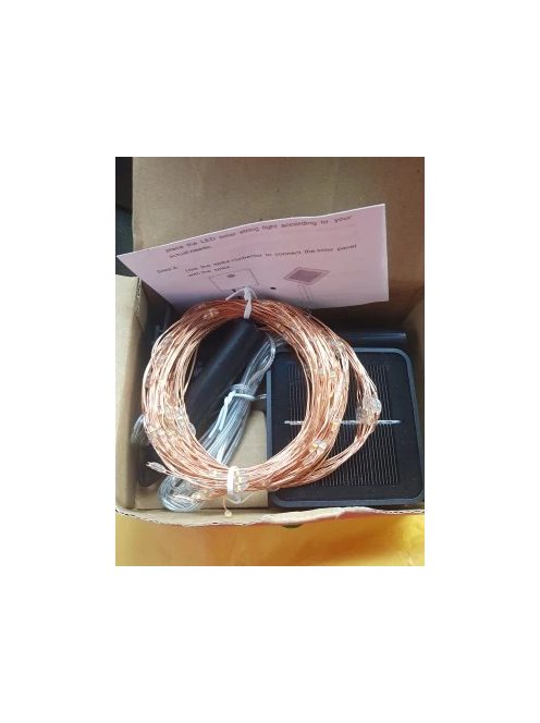 Napelemes LED fényfüzér 20 méter 200 LED, faágak, szétágazó tárgyak vízálló 2m x 10 db Meleg Fehér 