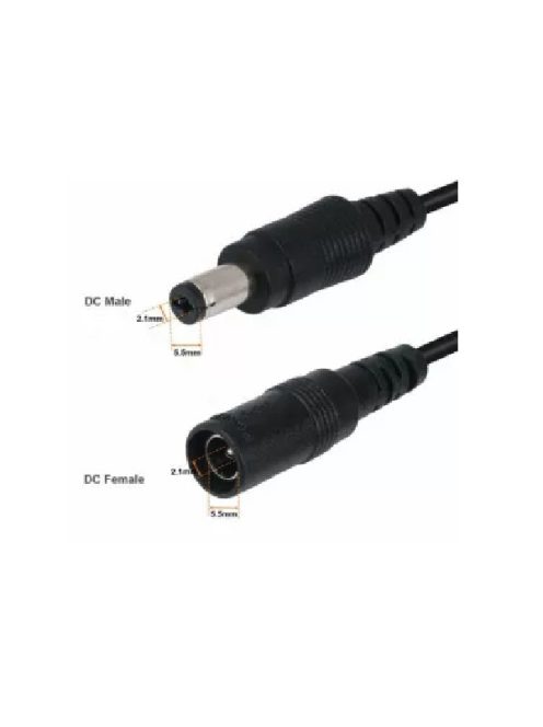 Power Adapter Extension, Male Female Power Cord Extend, 1M, color black