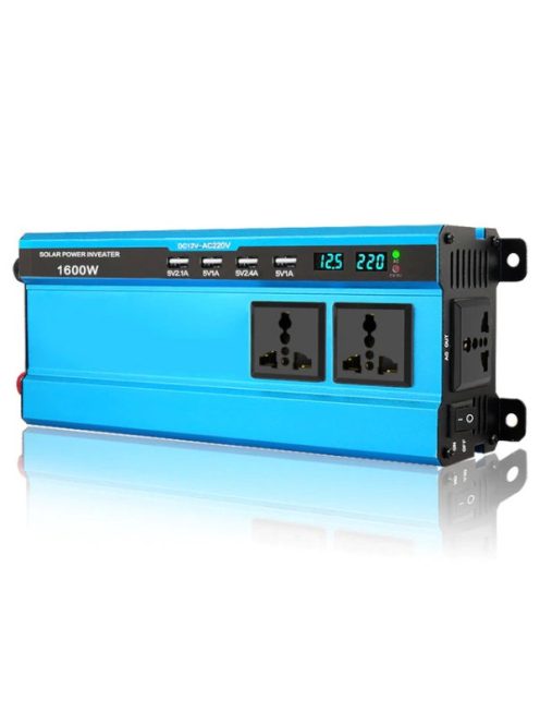 1600W inverter módosított szinuszos, autó inverter, otthoni használatra is, 4 USB, DC 12V-ról AC 220V-ra
