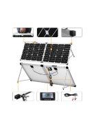 Napelem 200W, töltésvezérlő, összecsukható aluminium állvánnyal