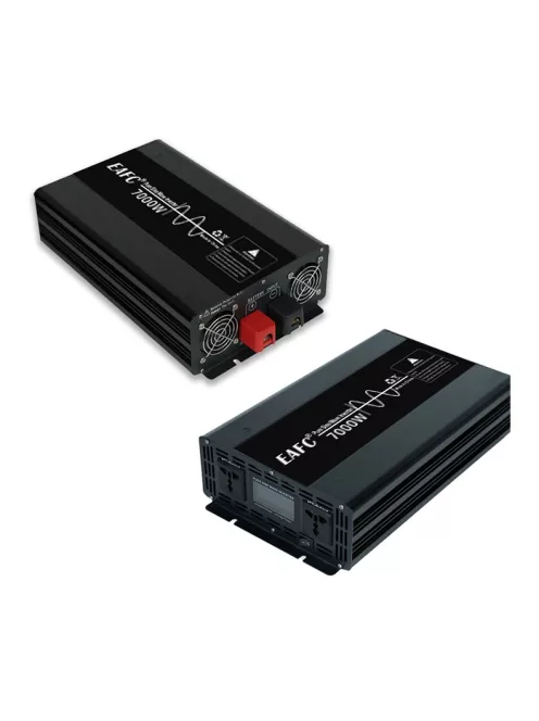 7000W inverter tiszta szinuszos DC 12V-ról AC 220V-ra dupla aljzattal, LED kijelzővel, EAFC