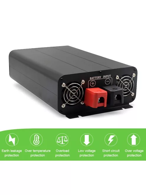 7000W inverter tiszta szinuszos DC 12V-ról AC 220V-ra dupla aljzattal, LED kijelzővel, EAFC