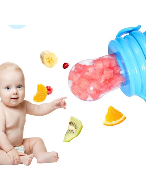 Silicone Fresh Food Baby Nibbler Fruit Nipples Feeding Safe Infant Baby Supplies Size L Blue