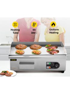   Electric Flat Top Grill Electric Countertop Griddle Grill Stainless Steel Flat Griddle Hotplate BBQ Kitchen