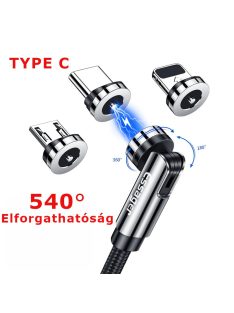 Mágneses USB C kábel 540 fok ES 2.4A