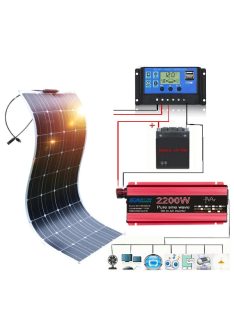   Flexibilis Napelem rendszer,18V 110W rugalmas napelem, 2200W inverter, 12V/24V 10A töltésvezérlő