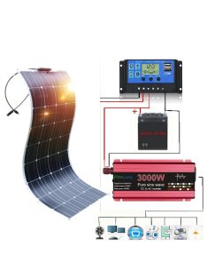   Solar system, Flexible 110W solar panel, 3000W inverter, 10A charger 