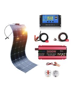   Flexibilis Napelem rendszer,18V 110W rugalmas napelem, 3000W inverter, 12V/24V 10A töltésvezérlő