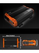 6000W inverter tiszta szinuszos DC 24V-ról AC 220V-ra dupla aljzattal, LED kijelzővel, távvezérlővel FCHAO