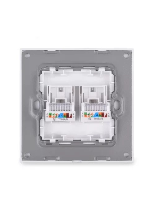Wall electronic socket  with double RJ45 plastic 