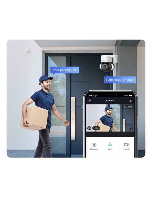 Tuya PTZ IP dóm kamera, forgatható, mozgáskövető, WIFI, kültéri, 5 MP, LED fénnyel ellátva