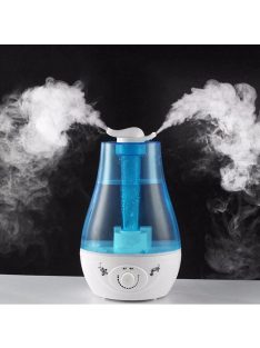   Ultrahangos hideg párásító és légtisztító, nagy kapacitású, 3L, forgatható, dupla permetezőfejjel, LED világítással