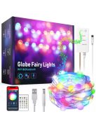 Smart Alexa Globe String Lights LED, WiFi Bluetooth RGB Ball Fairy Lights, App Remote Control Music Sync USB 5m