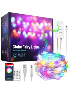   TUYA RGB LED fényfüzér, égősor, színes 5m, zene és APP vezérlés, Wifi és Bluetooth kapcsolattal IP6