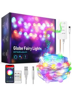   TUYA RGB LED fényfüzér, égősor, színes 10m, zene és APP vezérlés, Wifi és Bluetooth kapcsolattal IP6