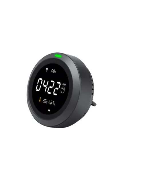 Tuya 3IN1 széndioxid érzékelő, hőmérséklet-páratartalom mérő, WIFI, kerek