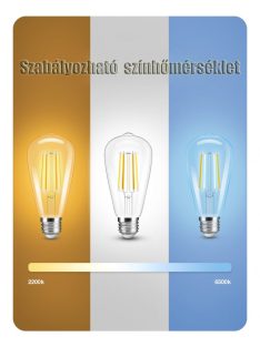   Tuya Zigbee Okos Led izzó filament ST64, vintage stílusú dimmelhető izzó, E27, 7W Gledopto