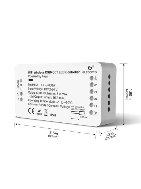Tuya  compatible RGB+CCT WiFi LED Controller