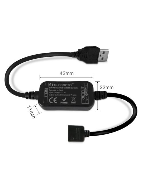 TUYA TV Háttérvilágítás szett, Wi-Fi Gledopto RGBCCT, 5V