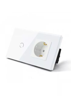   Elegant Touch Light Switch 1 Gang 1 Way and Socket, Tempered Glass Panel Light Switch 