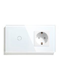   Elegant Touch Light Switch 1 Gang 1 Way and Socket, Tempered Glass Panel Light Switch 