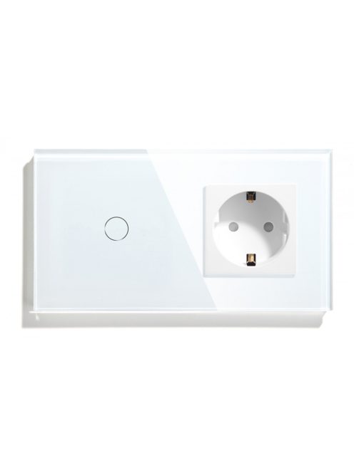 Elegant Touch Light Switch 1 Gang 1 Way and Socket, Tempered Glass Panel Light Switch 
