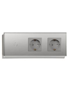   Elegant Touch Light Switch 1 Gang 1 Way and Double Socket, Tempered Crystall Glass Silver