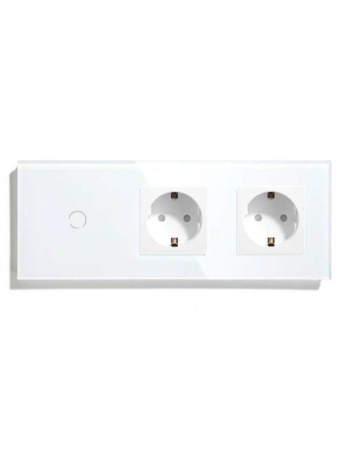 Elegant Touch Light Switch 1 Gang 1 Way and Double Socket, Tempered Crystall Glass 