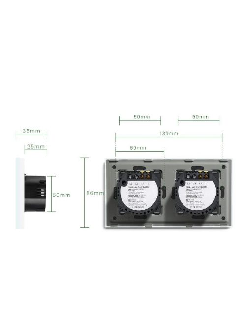 Elegant Dual Touch Light Switch 1 Gang 1 Way, Tempered Glass Panel Light Switch 