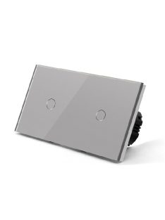   Elegant Dual Touch Light Switch 1 Gang 1 Way, Tempered Glass Panel Light Switch Silver