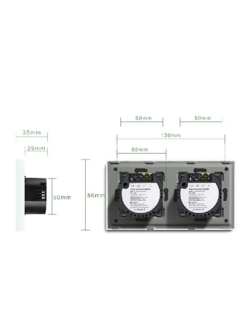 Elegant Dual Touch Light Switch 1 Gang 1 Way, Tempered Glass Panel Light Switch Silver