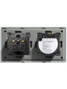 Elegant Touch Light Switch 2 Gang 1 Way and Socket, Tempered Crystall Glass