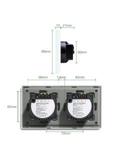   Dual Touch Light Switch 1 Gang 1 Way and 2 Gang 1 Way, Black Tempered Glass Panel Light Switch