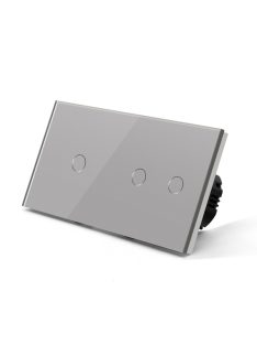   Elegant Dual Touch Light Switch 1 Gang 1 Way and 2 Gang 1 Way, Tempered Glass Panel Light Switch Silver