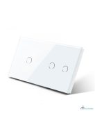 Elegant Dual Touch Light Switch 1 Gang 1 Way and 2 Gang 1 Way, Tempered Glass Panel Light Switch