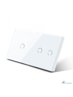   Elegant Dual Touch Light Switch 1 Gang 1 Way and 2 Gang 1 Way, Tempered Glass Panel Light Switch