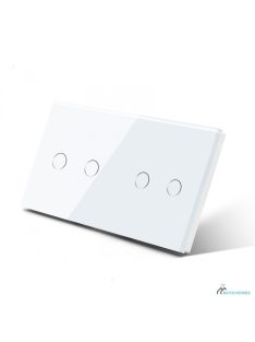   Elegant Dual Touch Light Switch 2 Gang 1 Way, Tempered Glass Panel Light Switch 