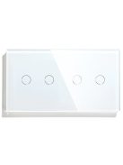 Elegant Dual Touch Light Switch 2 Gang 1 Way, Tempered Glass Panel Light Switch 