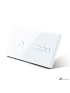 Elegant Dual Touch Light Switch 3 Gang 1 Way and 1 Gang 1 Way, Tempered Glass Panel Light Switch