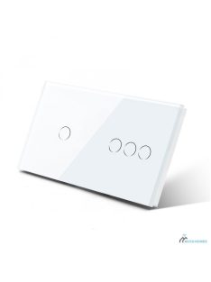   Elegant Dual Touch Light Switch 3 Gang 1 Way and 1 Gang 1 Way, Tempered Glass Panel Light Switch