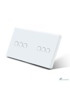 Elegant Dual Touch Light Switch 3 Gang 1 Way, Tempered Glass Panel Light Switch 