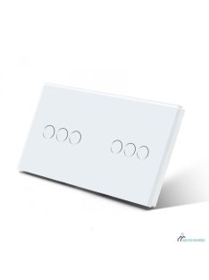   Elegant Dual Touch Light Switch 3 Gang 1 Way, Tempered Glass Panel Light Switch 