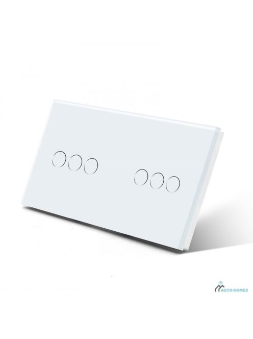 Elegant Dual Touch Light Switch 3 Gang 1 Way, Tempered Glass Panel Light Switch 